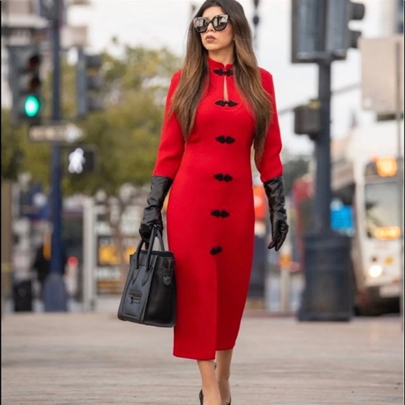 NWT Zara Red Toggle Dress size Large - Picture 9 of 17